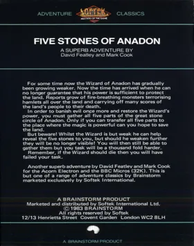 Five Stones of Anadon, The (1983)(Brainstorm)[h TSTH] box cover back